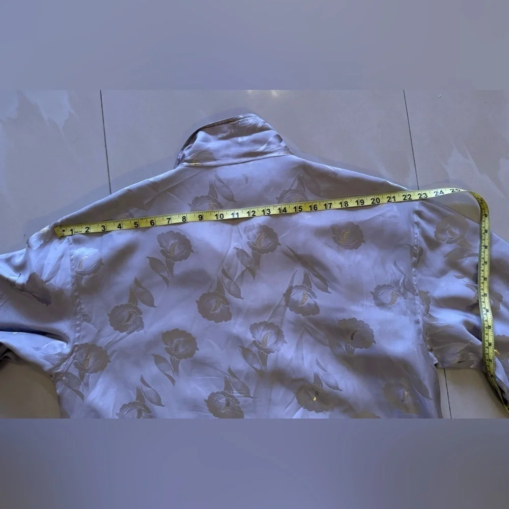 Vintage EVR - flower Print - Brown Jacket - 100% Silk - made in china L